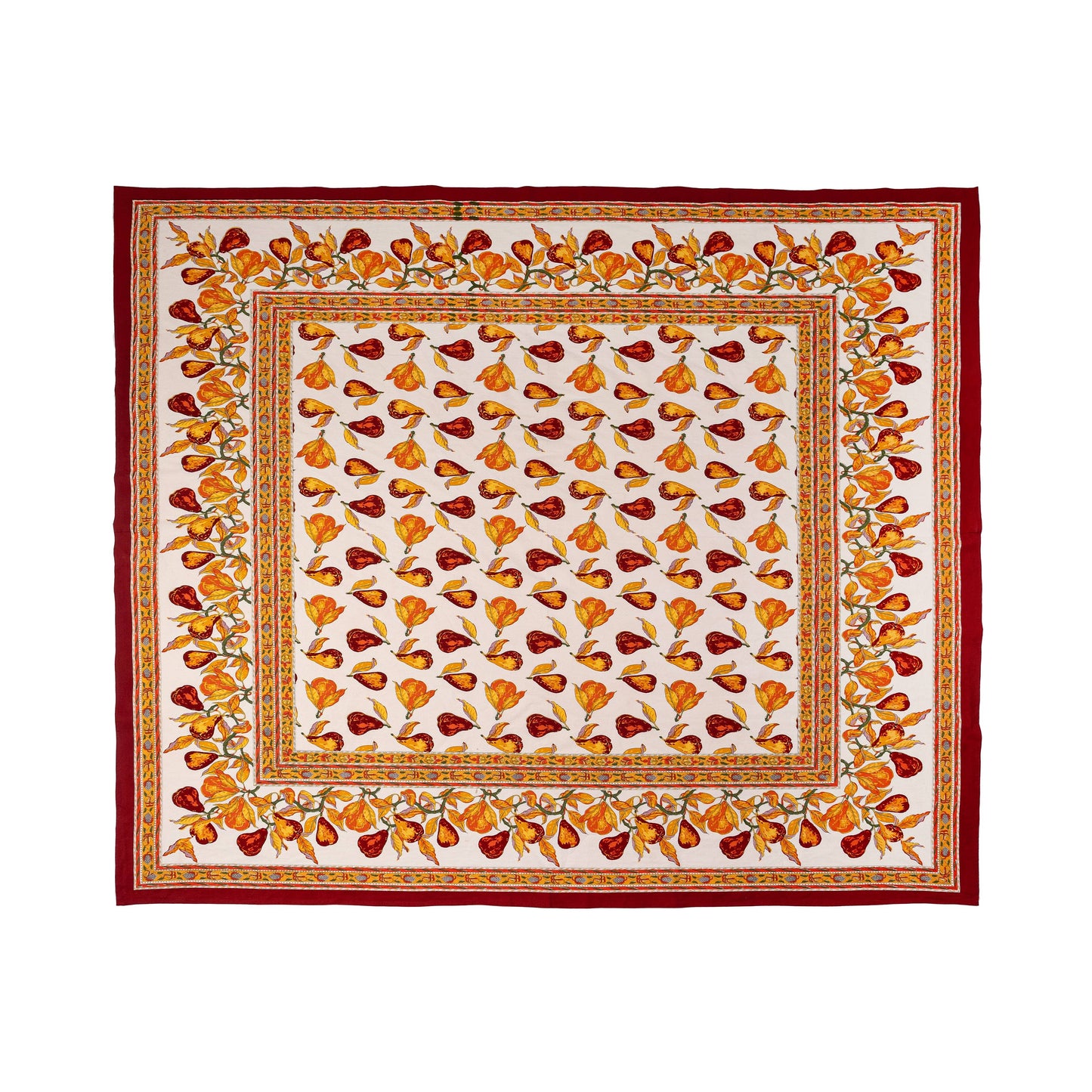Orchard Pear Burgundy Tablecloth 59" x 59"