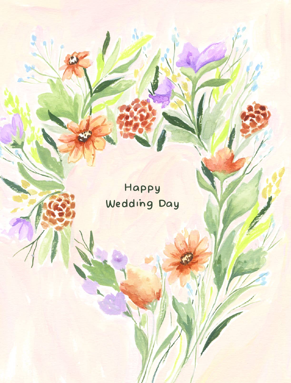 Happy Wedding Day Floral greeting card
