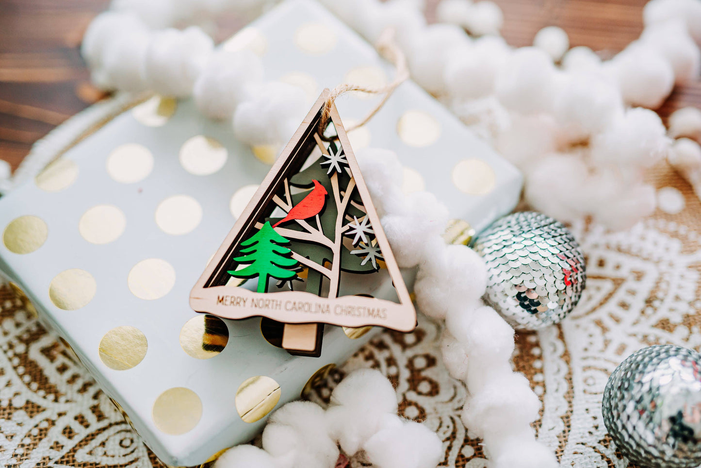 Wood Layered Cardinal Ornament - Dalton Elementary