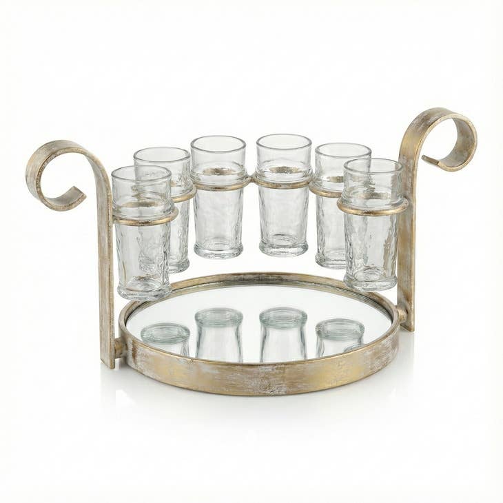 Gold Shot Glass Serving Mirror