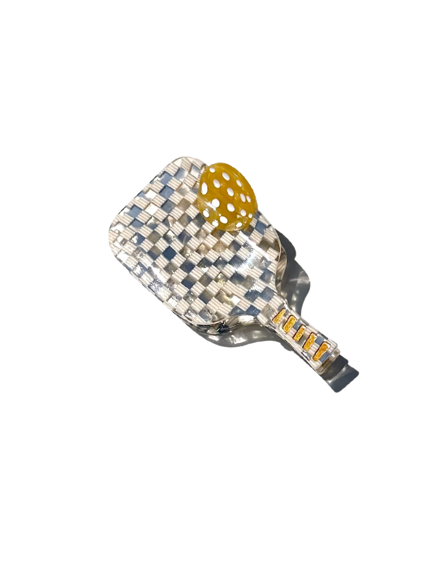 Pickleball Paddle Claw Hair Clip: Yellow Flowers