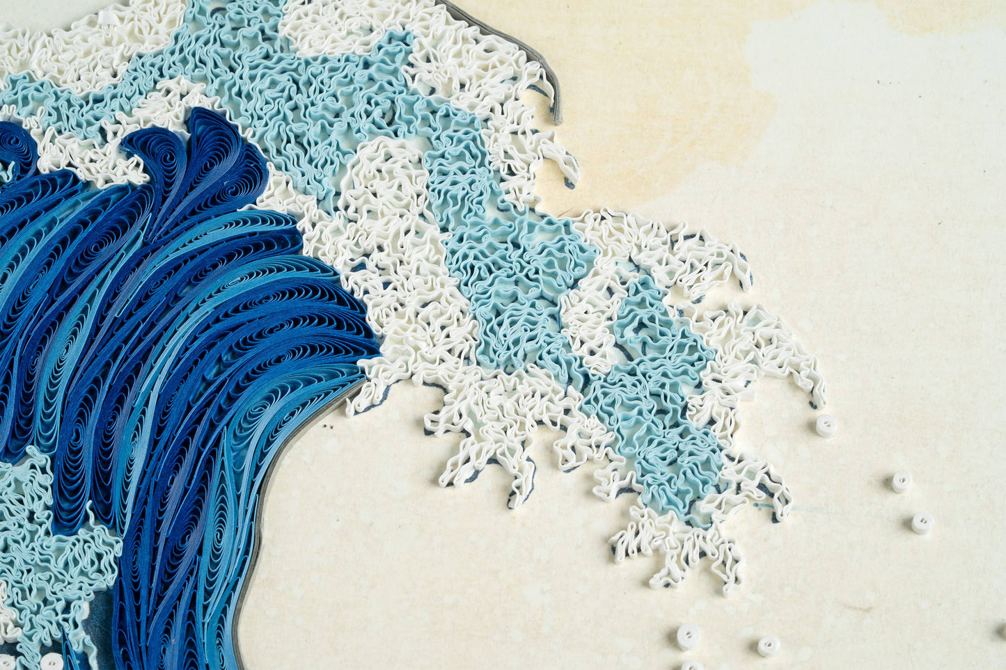 Quilled The Great Wave, Hokusai Art (15 in. X 11in.)
