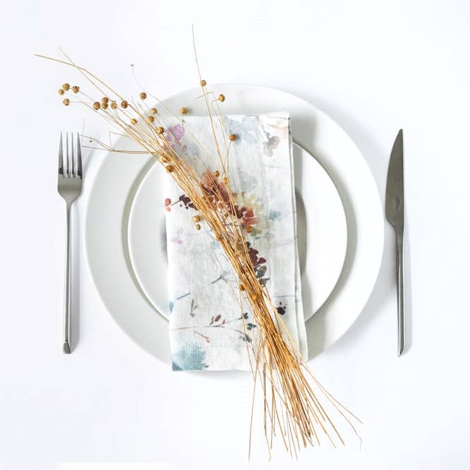 Watercolour Linen Napkins Set of 2: 16"x16"