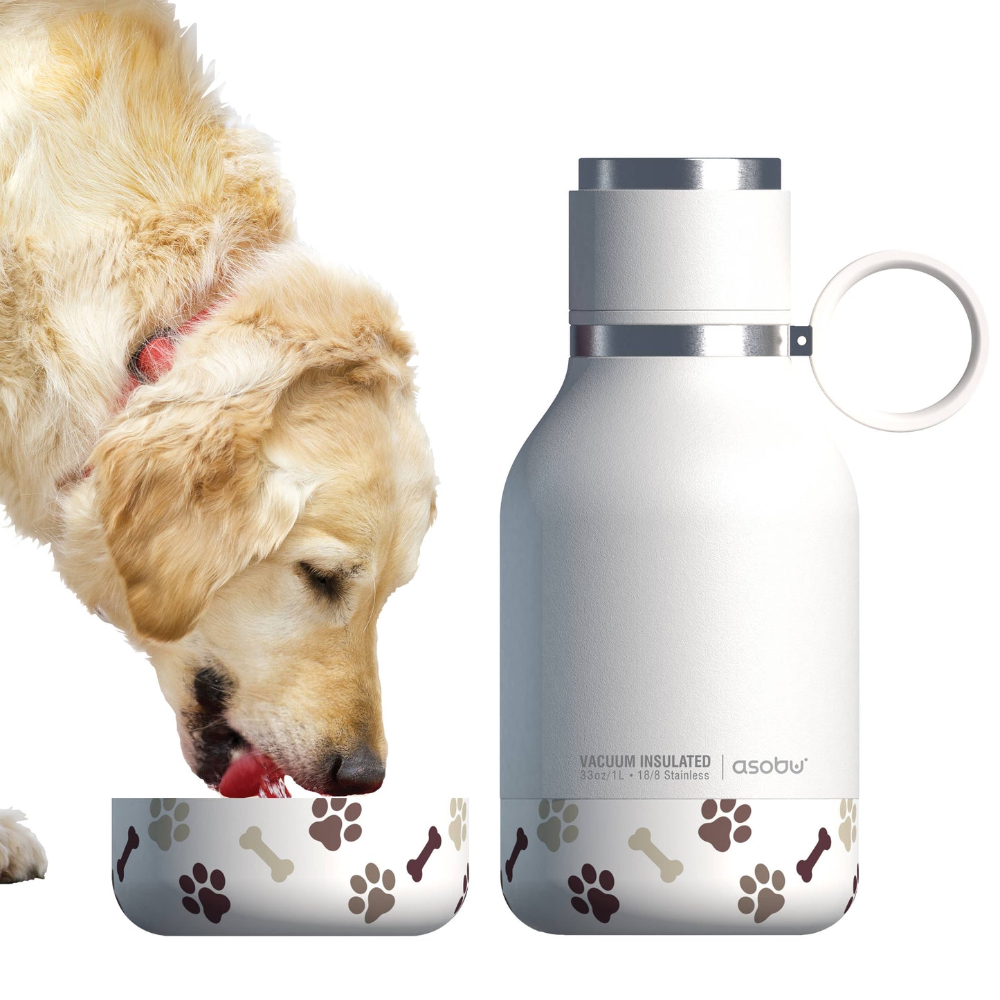 Dog Bowl Water Bottle/Insulated: Black