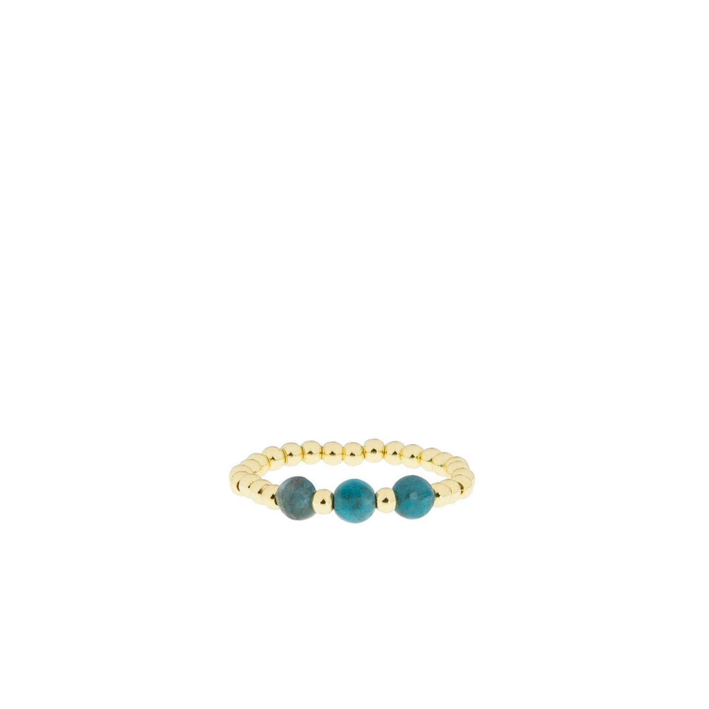 Glass Beaded Stretch Ring: Gold Bead