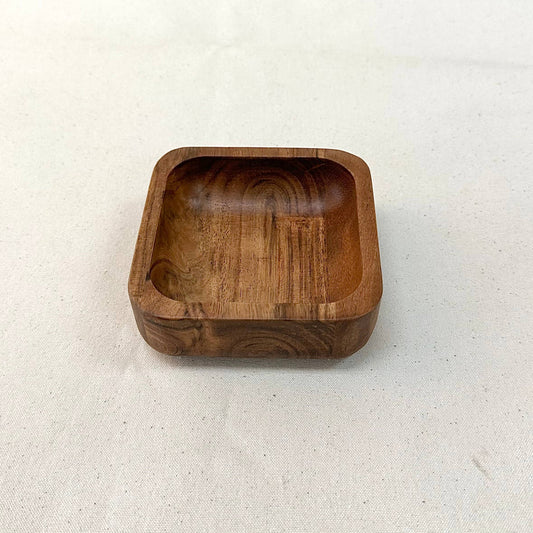 Rounded Square Wooden Nut/Dip Bowl
