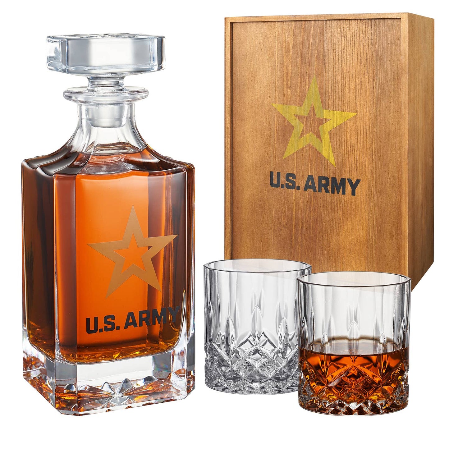 Army Whiskey Decanter Gift Set/2 Glasses