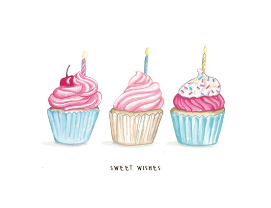 Sweet Wishes Cupcake Birthday Greeting Card
