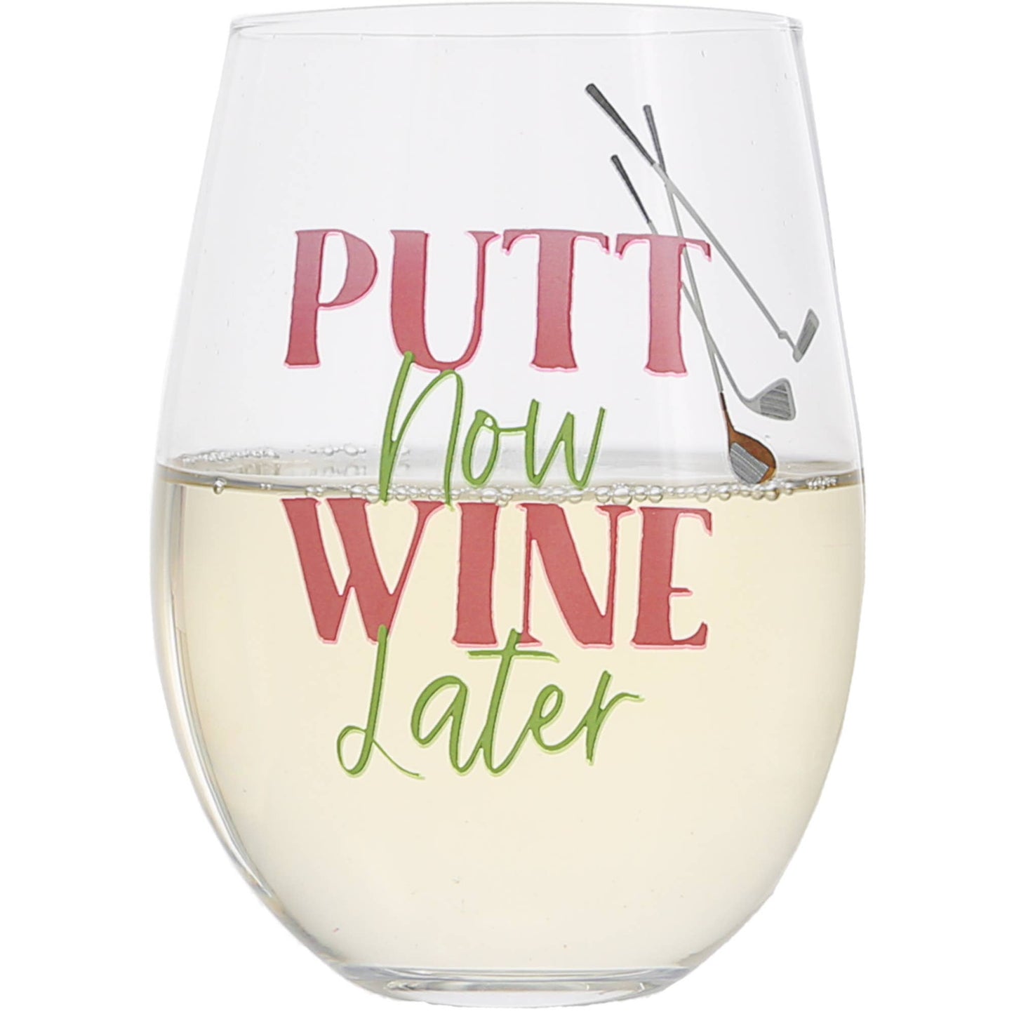 Wine Later - Bottle Stopper and 18 oz Stemless Gift Set