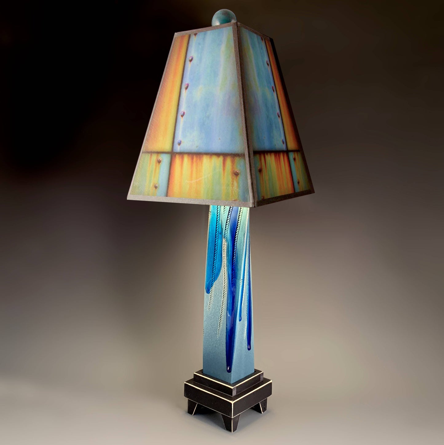 F - Ross Collage Lamp: Brown Stoneware