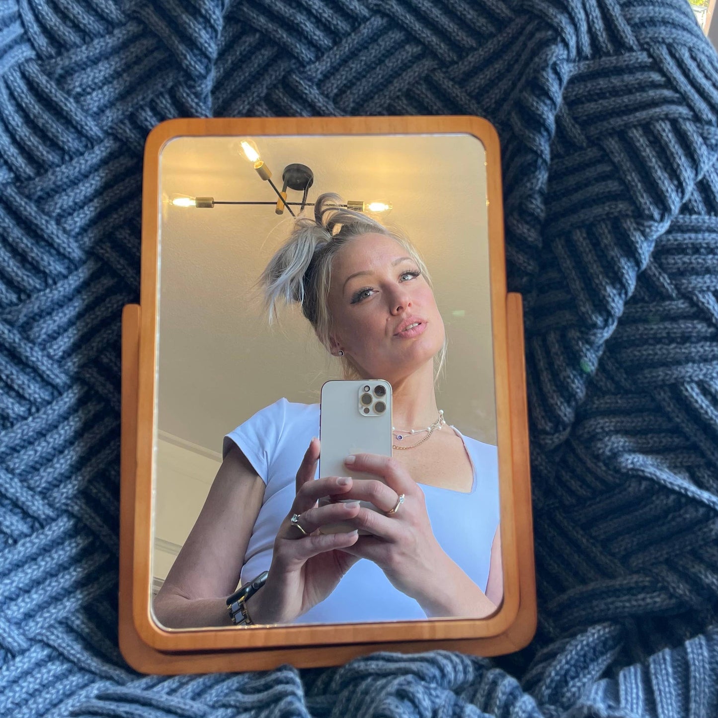 Washed Chevron Blanket - Blue