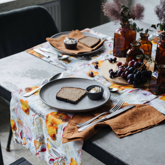 Orange Flow Linen Table Runner: 16"x59"