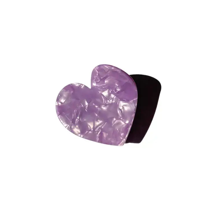 Heart Acetate Claw Hair Clip: Black