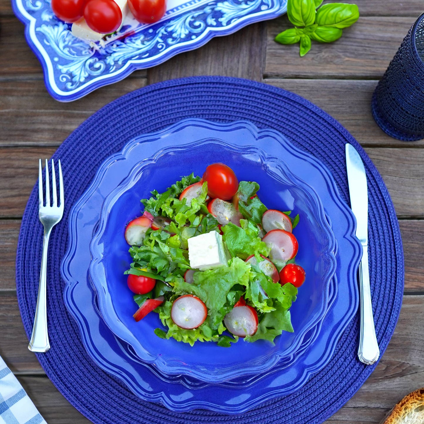 Isabella Blue 100% Melamine Dinner Plate 11in