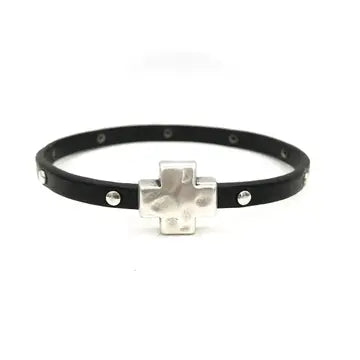 Hammered Cross Bracelet
