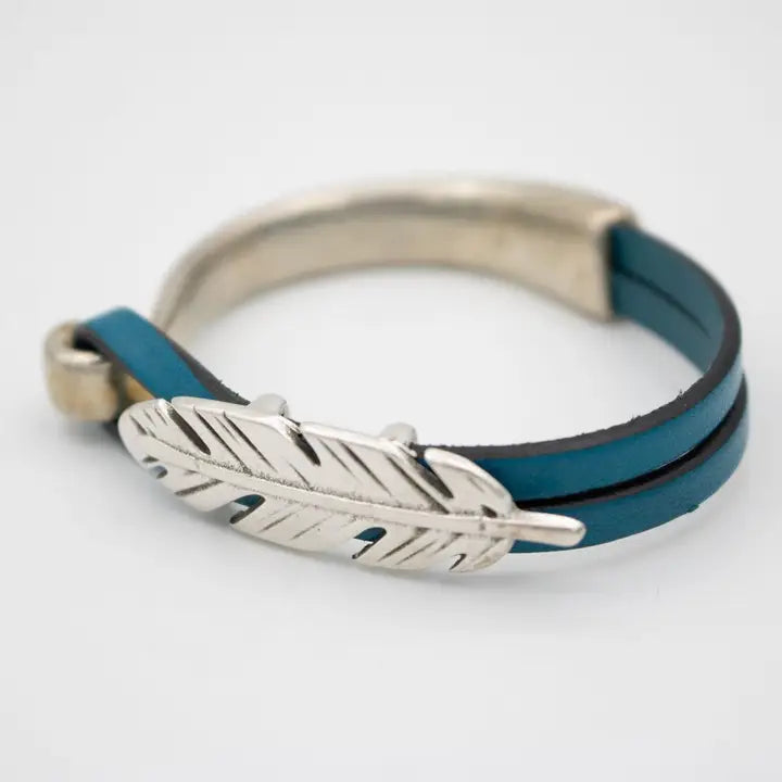 Feather Bracelet Silver & Turquoise