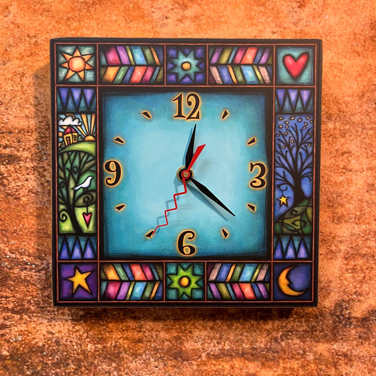 House/Tree Square Clock
