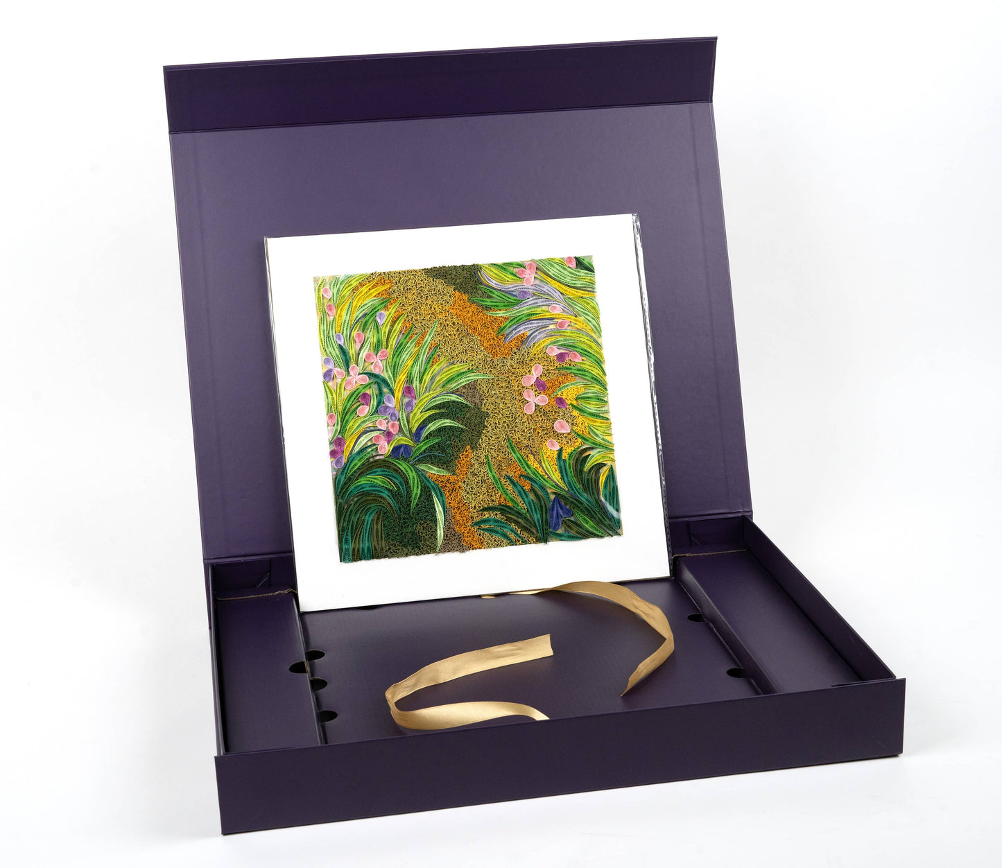 Quilled Path through the Irises, Monet Art (11in x 11in.)