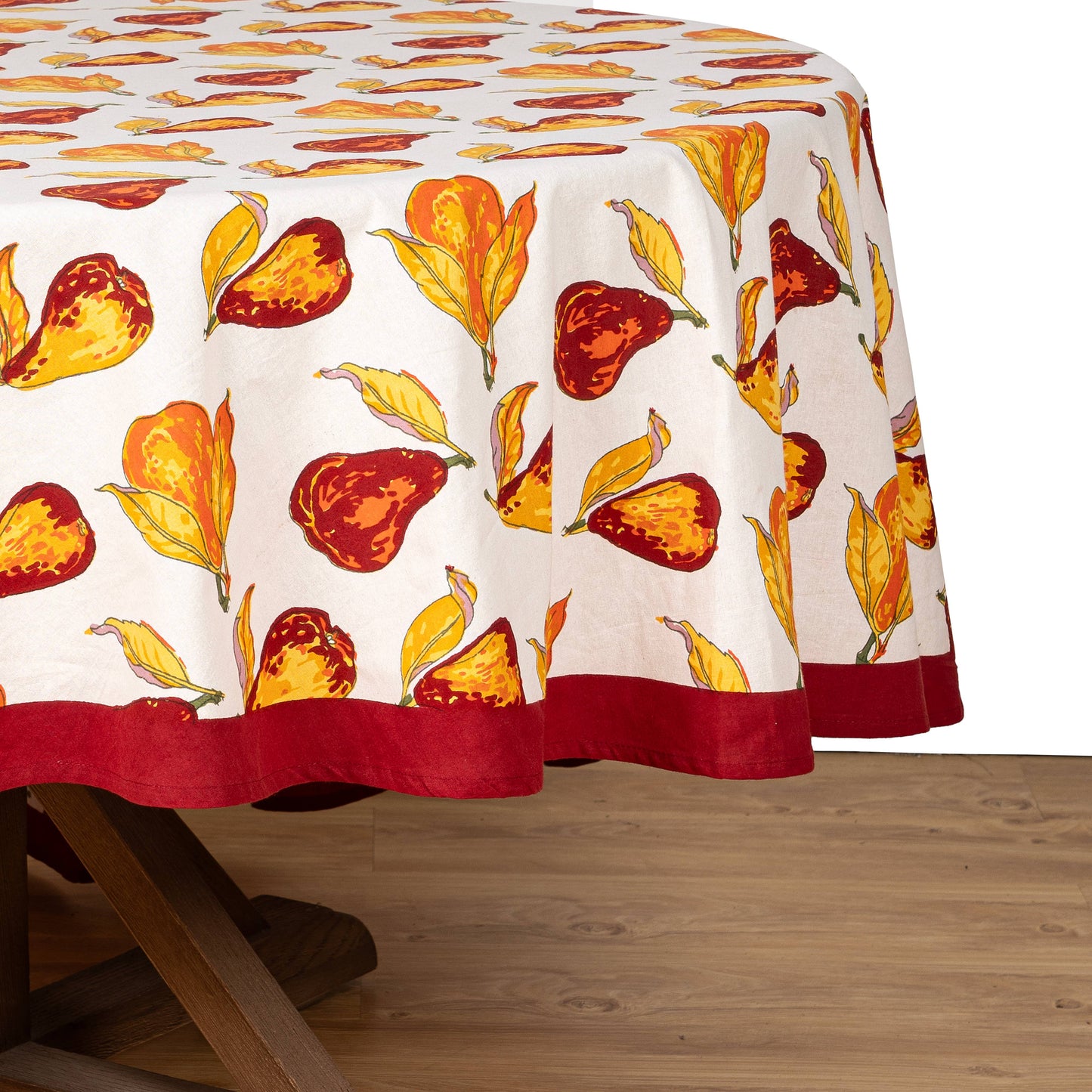 Orchard Pear Burgundy Tablecloth 59" x 59"