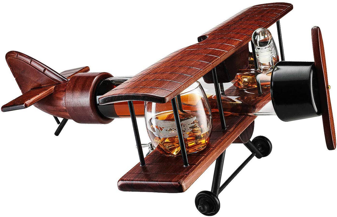 Whiskey Decanter Airplane Set and 2 Airplane Glasses