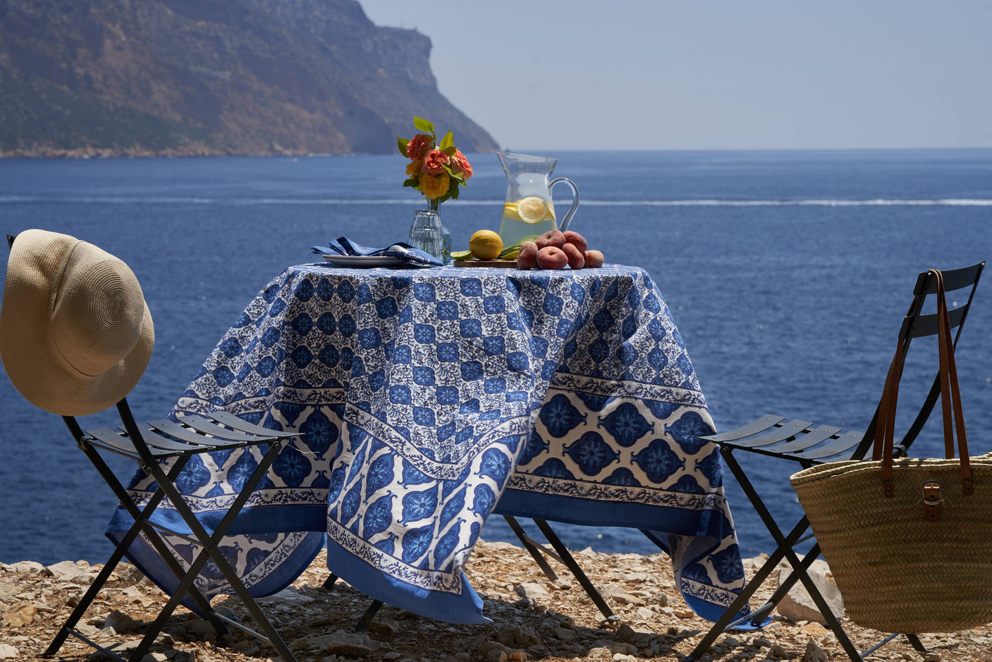 Azulejo Blue Tablecloth: 59" x 59"