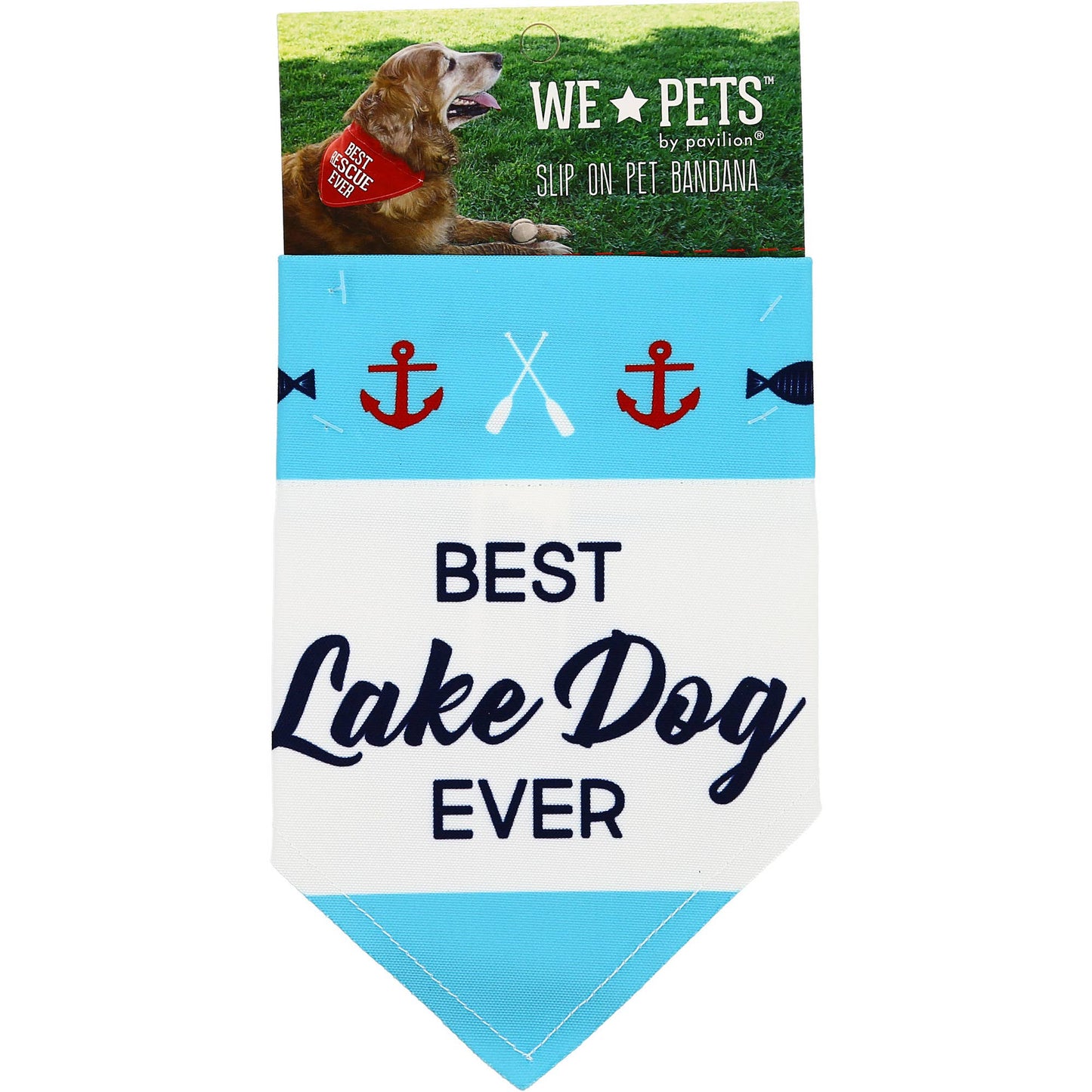 Lake Dog - 12" x 8" Canvas Slip on Pet Bandana: 12" x 8" Medium-Large