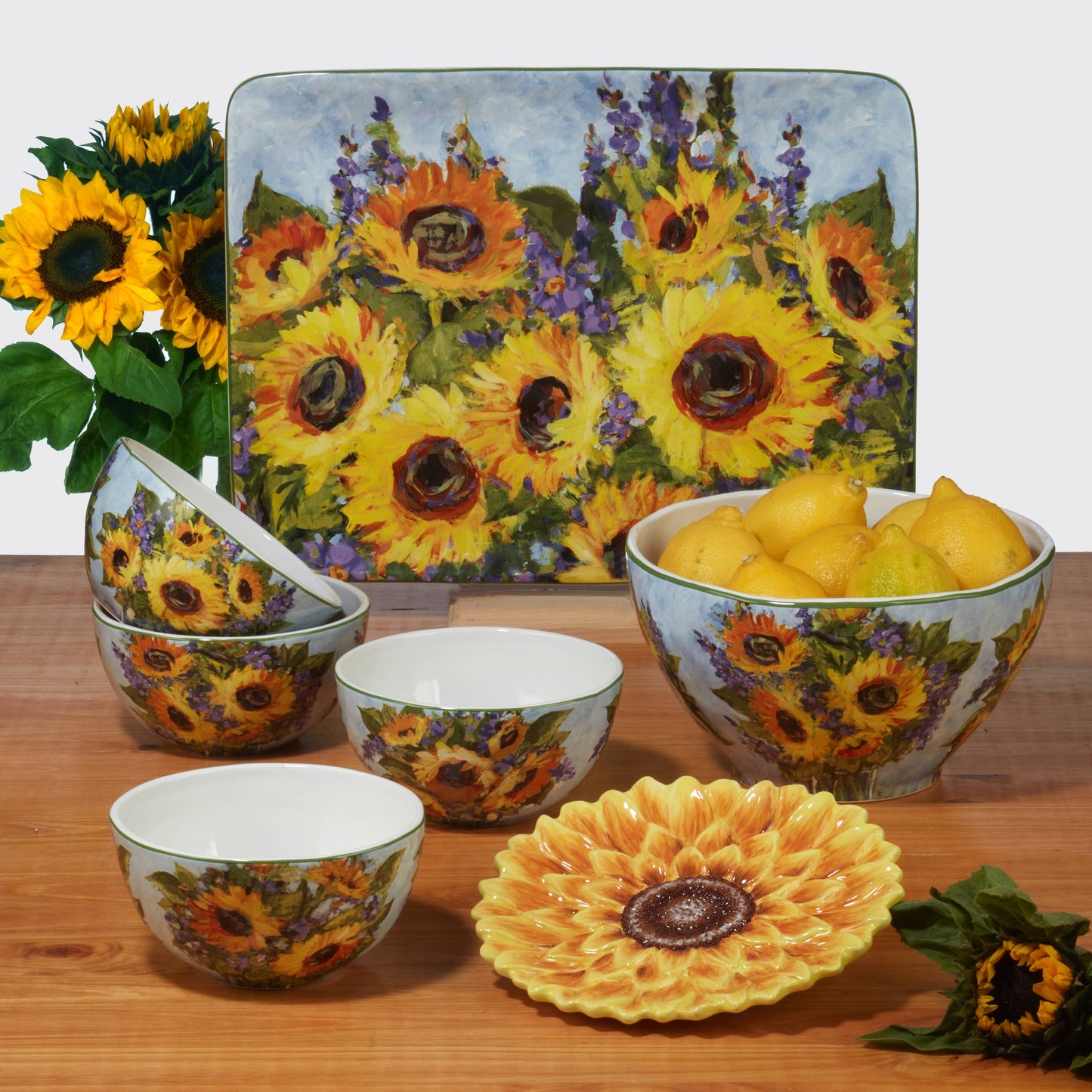 Sunflower Bouquet Rectangular Platter 16in x 12in