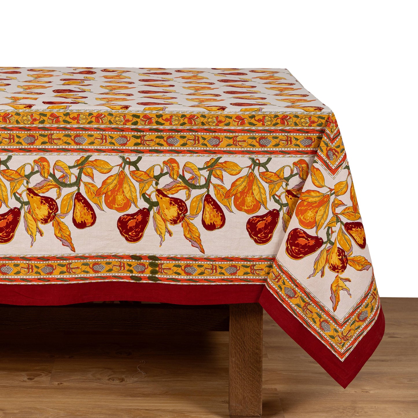 Orchard Pear Burgundy Tablecloth 59" x 59"