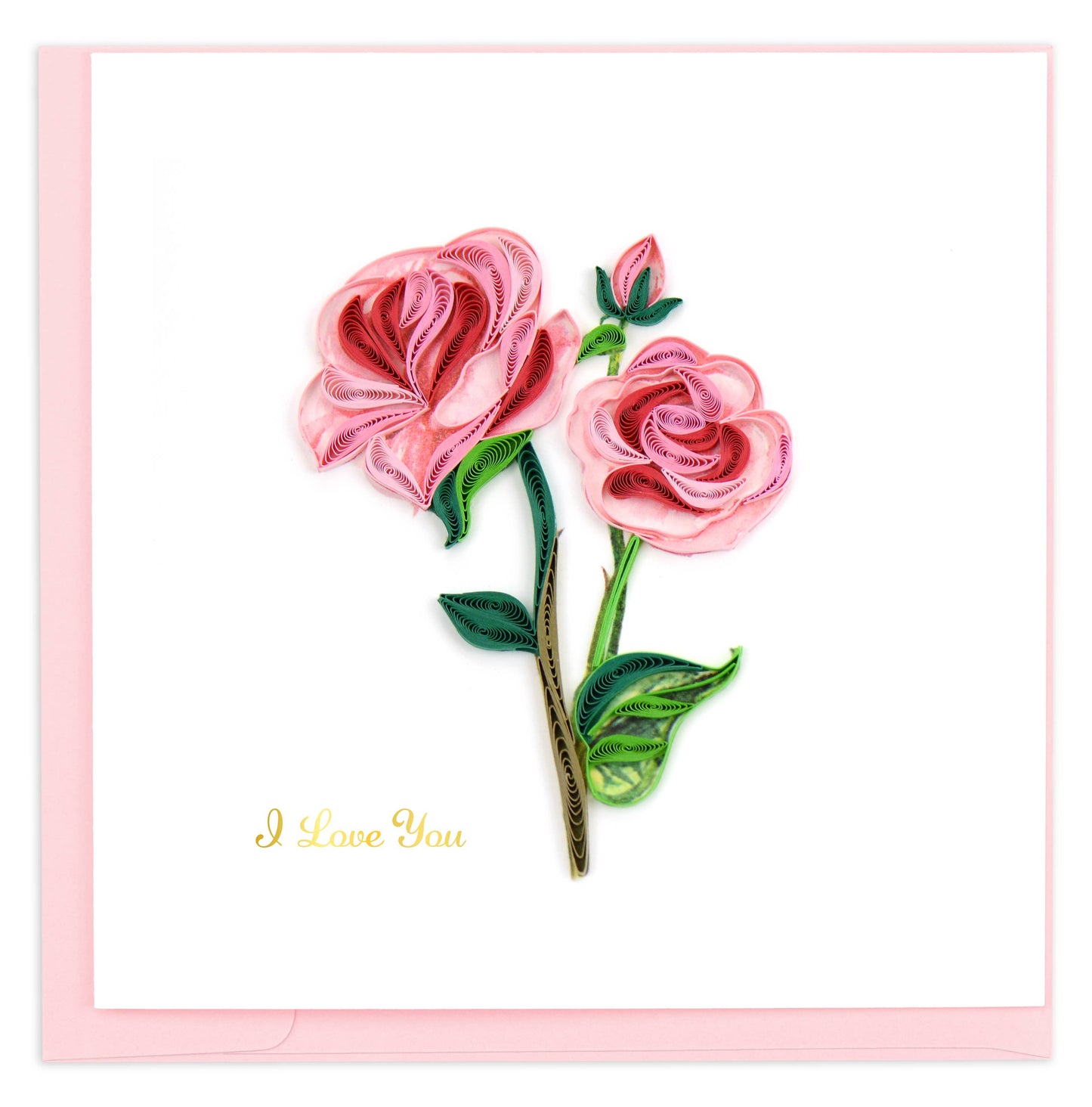 I Love You Long Stem Pink Roses Greeting Card