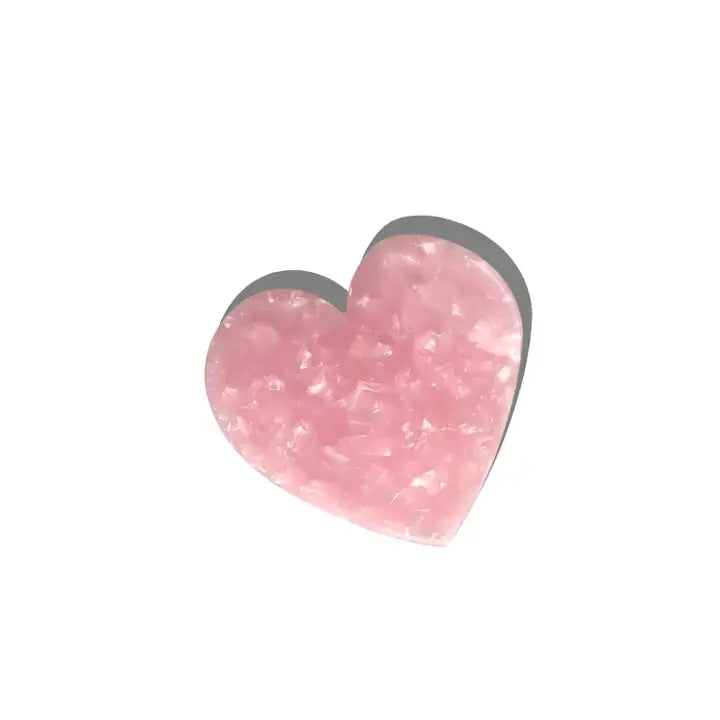 Heart Acetate Claw Hair Clip: Black