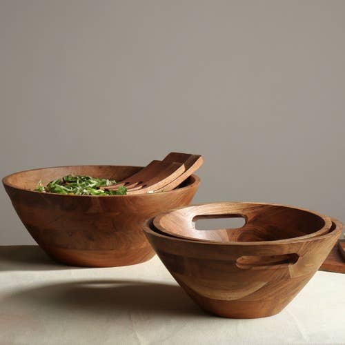 Wood Bowl w/ Handles, SM, 3