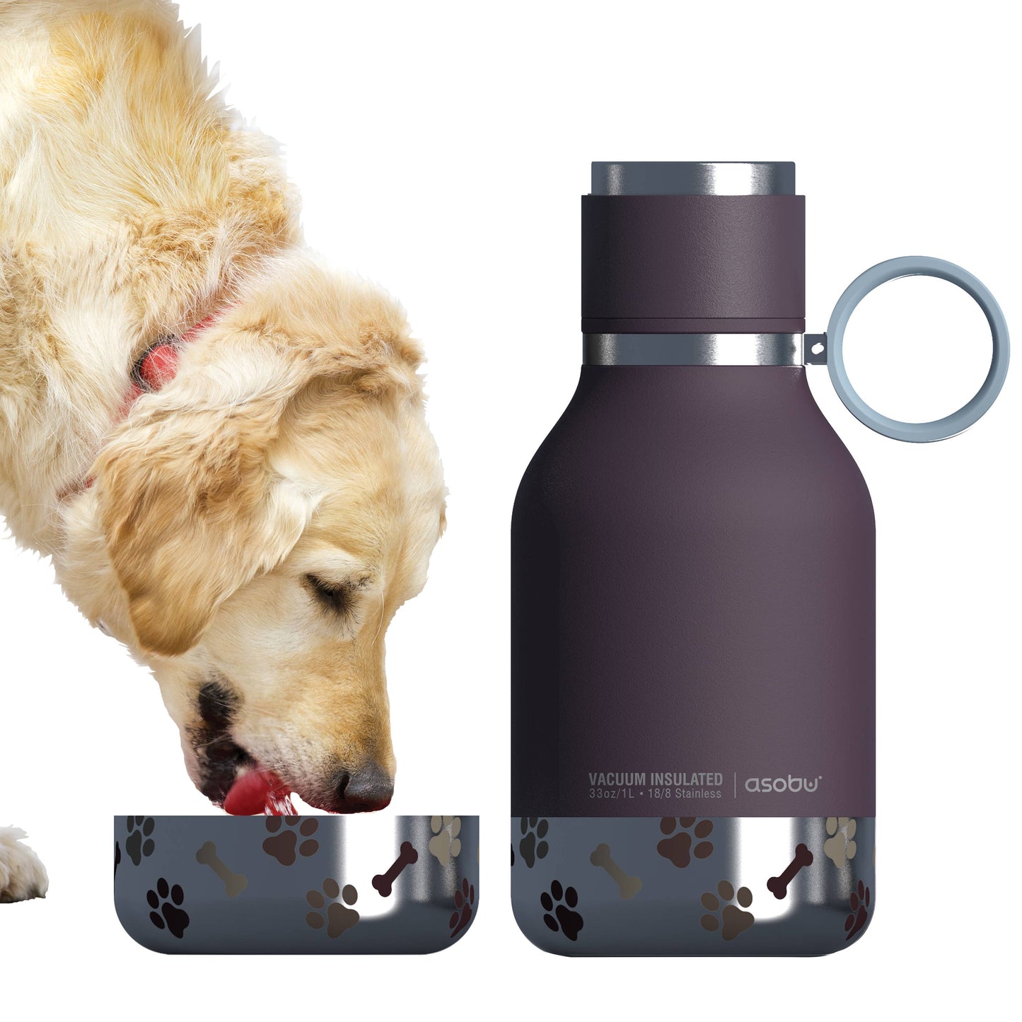 Dog Bowl Water Bottle/Insulated: Black