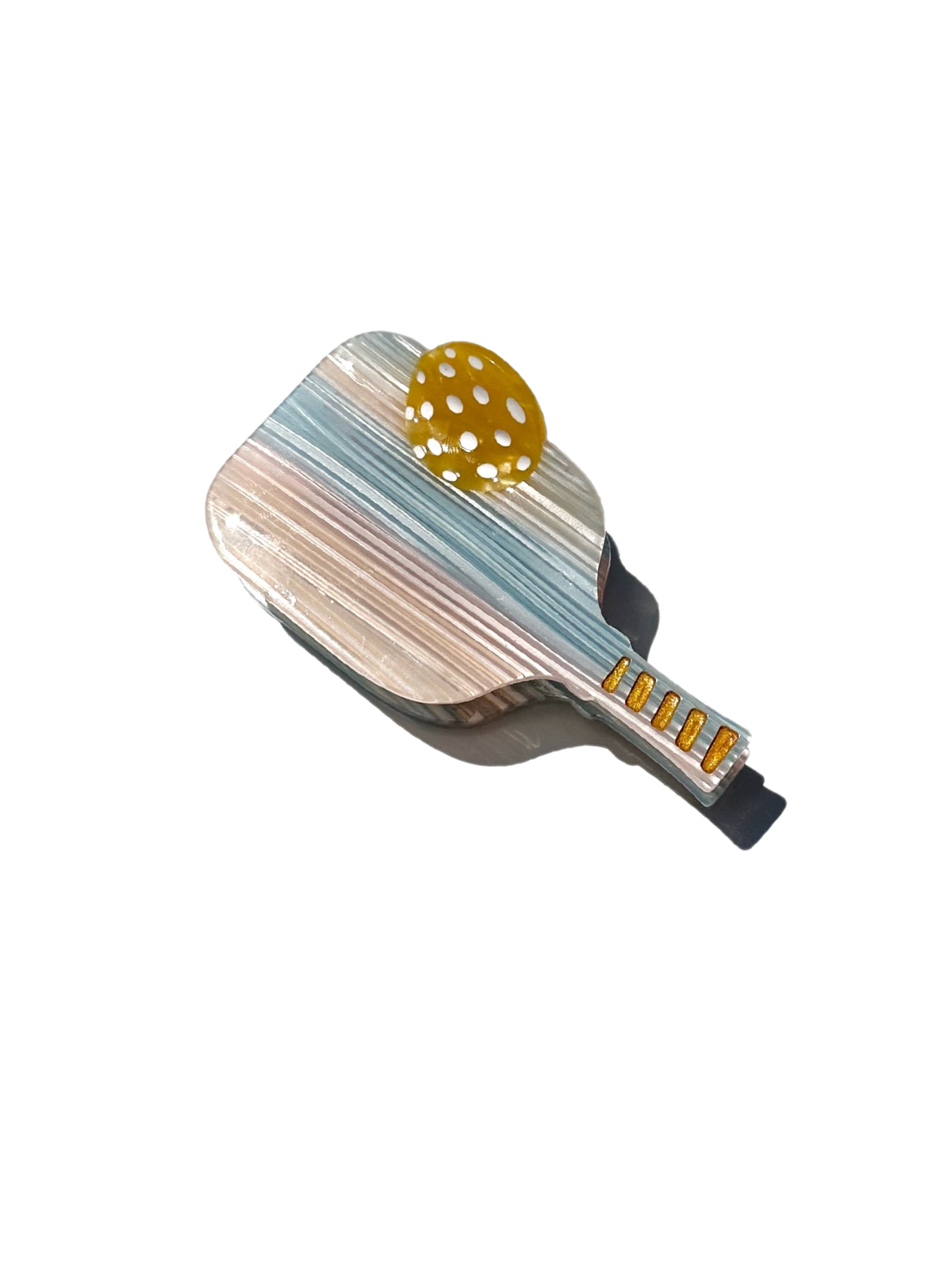 Pickleball Paddle Claw Hair Clip: Yellow Flowers