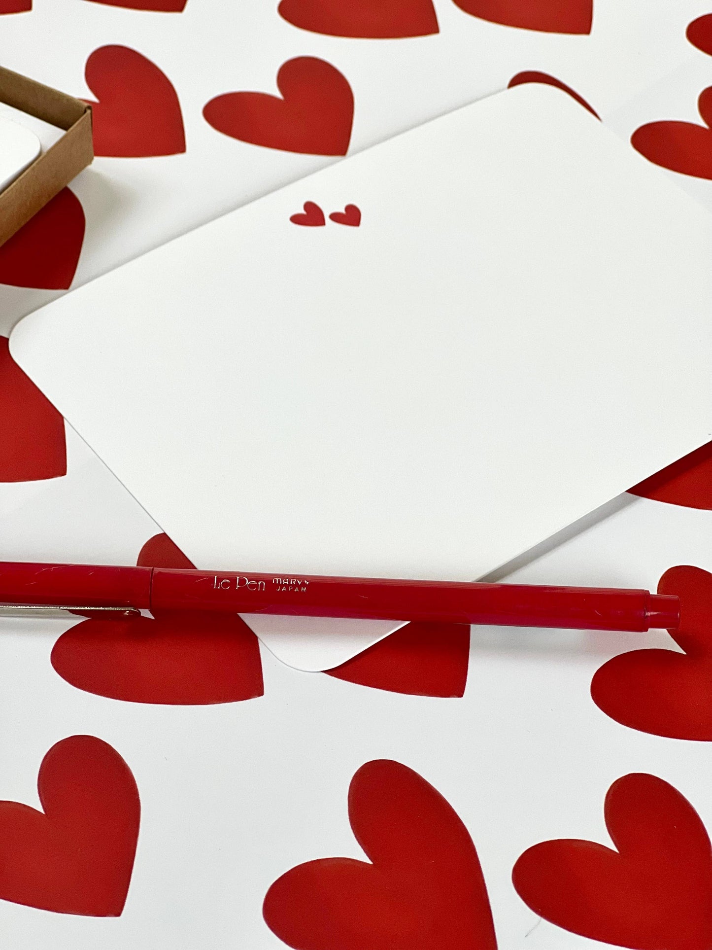 Red Hearts Flat Notecards