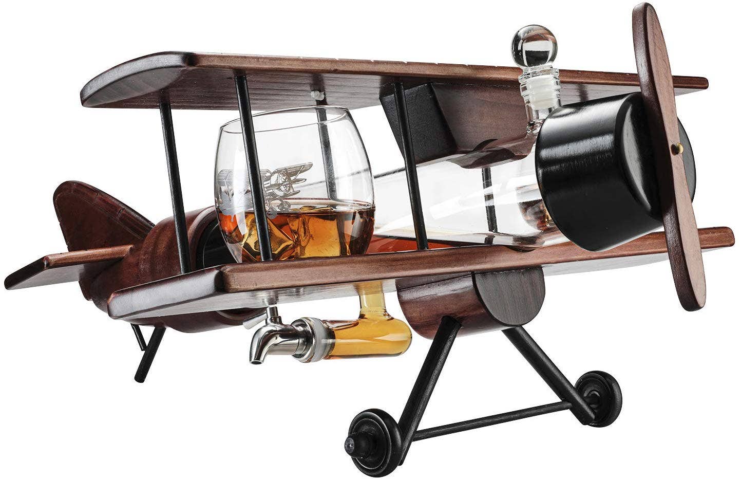 Whiskey Decanter Airplane Set and 2 Airplane Glasses