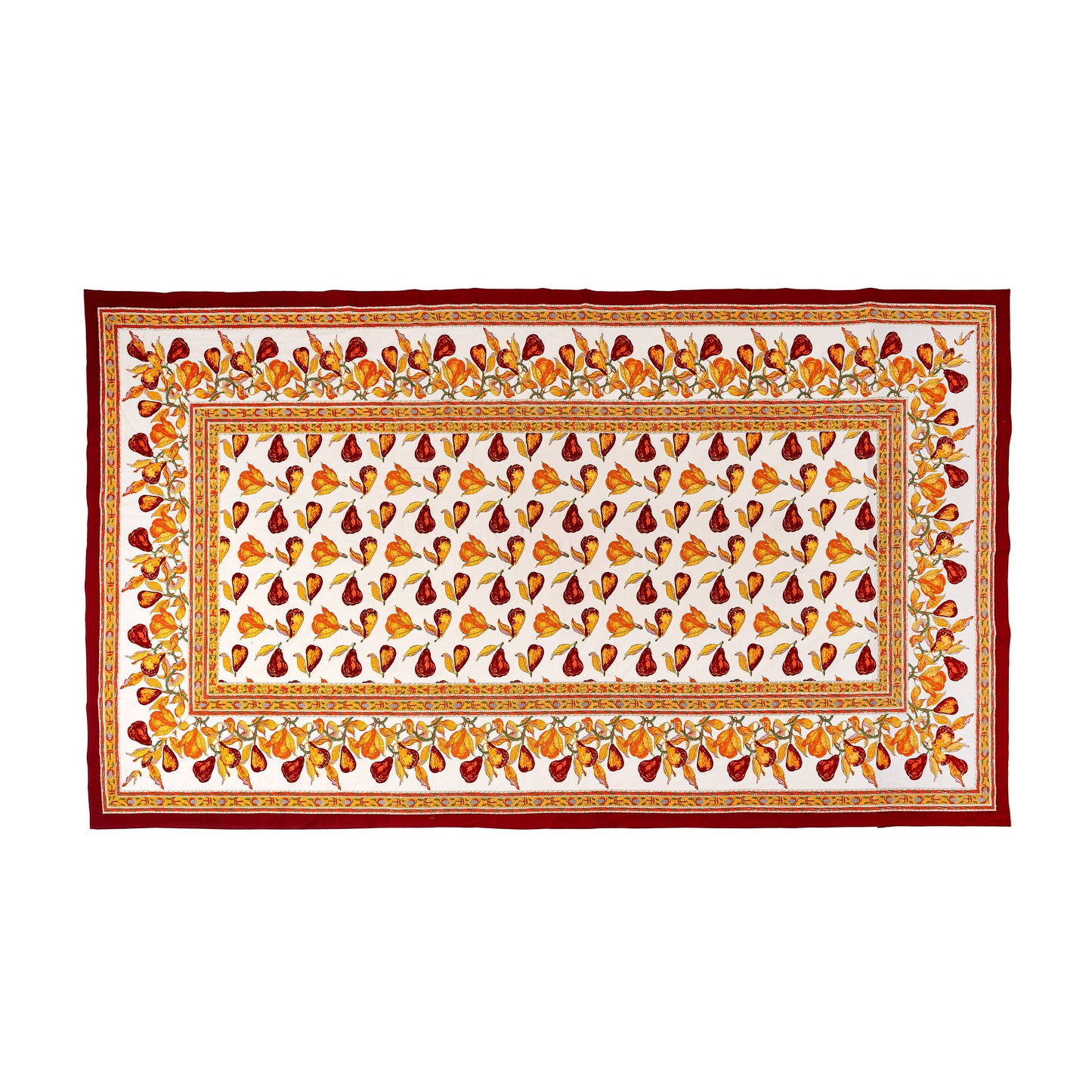 Orchard Pear Burgundy Tablecloth 59" x 59"
