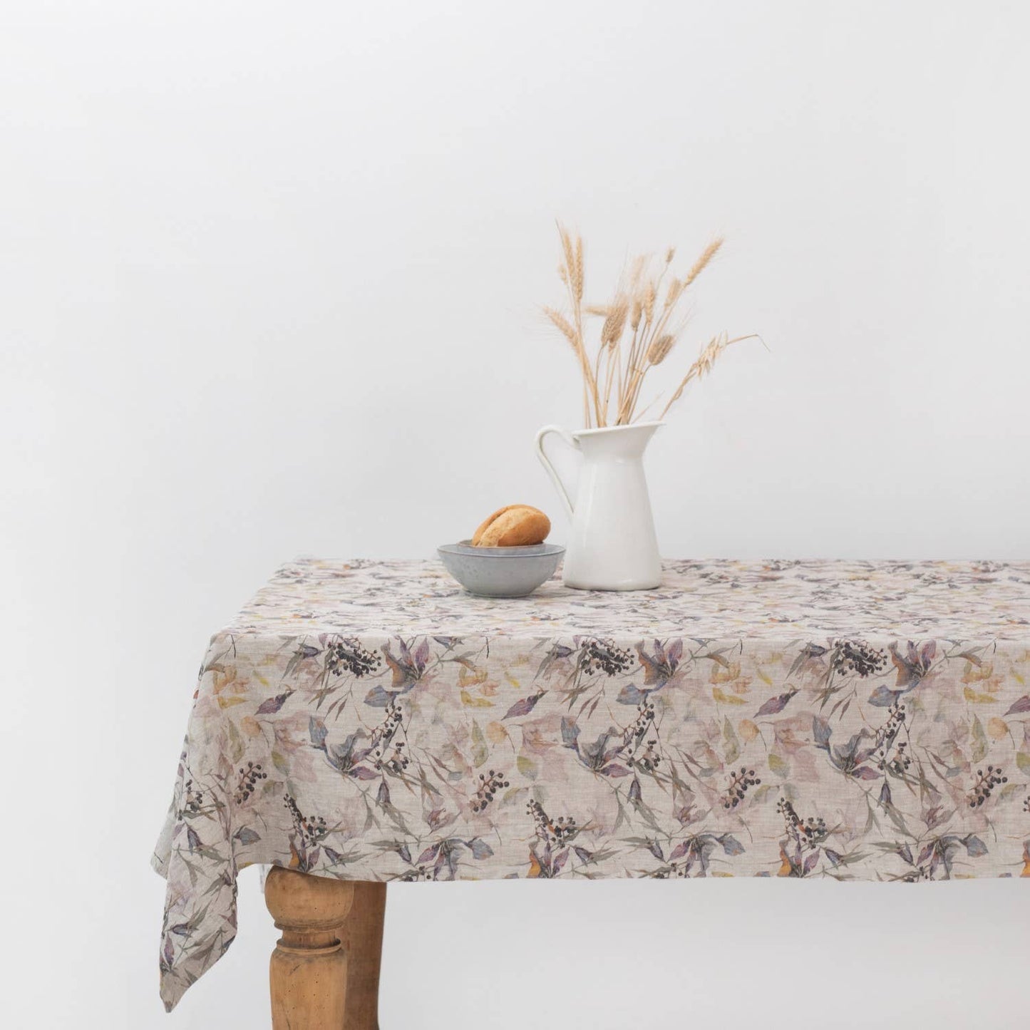 Meadow on Natural Linen Tablecloth: 55"x79"