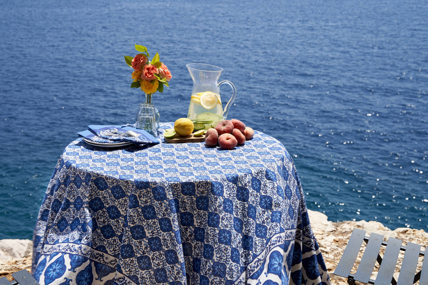 Azulejo Blue Tablecloth: 59" x 59"