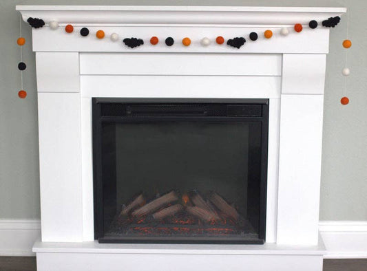 Bat Halloween Garland- Orange Black & White