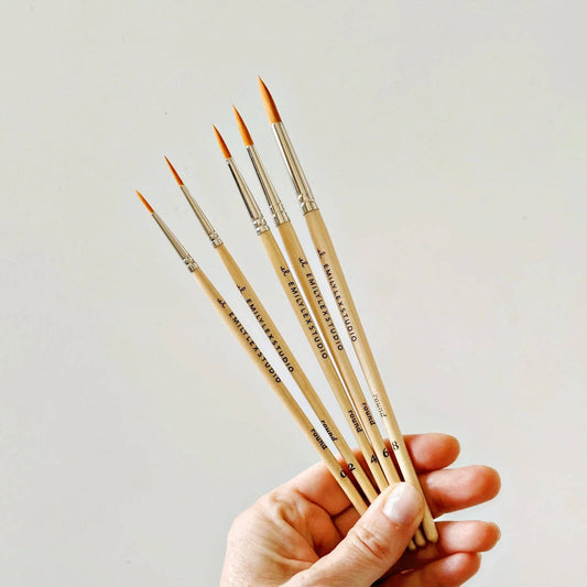 Watercolor Paintbrush Set/5 Wood Brushes