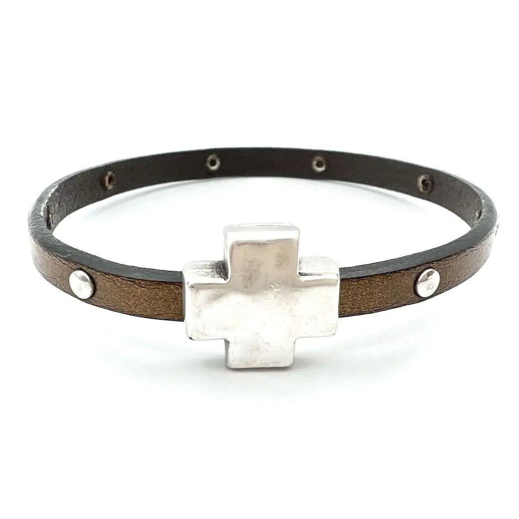 Hammered Cross Bracelet