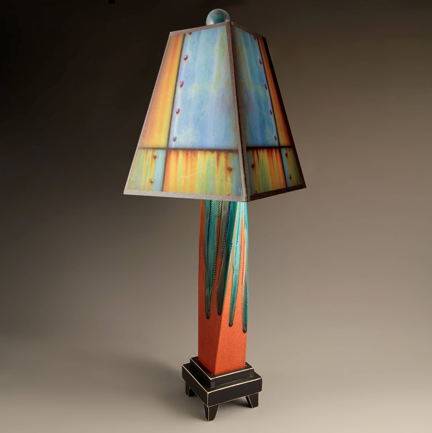 F - Ross Collage Lamp: Brown Stoneware