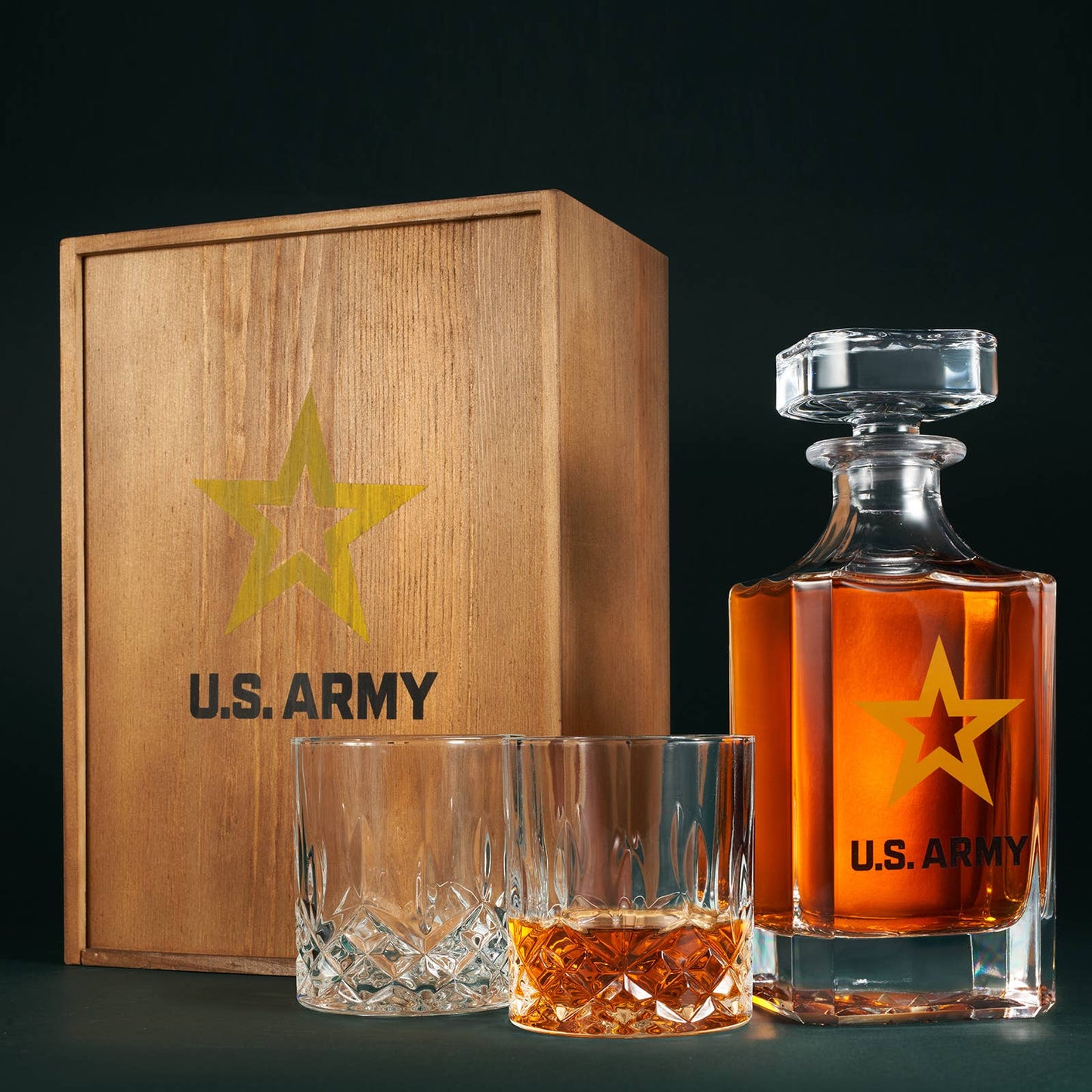 Army Whiskey Decanter Gift Set/2 Glasses
