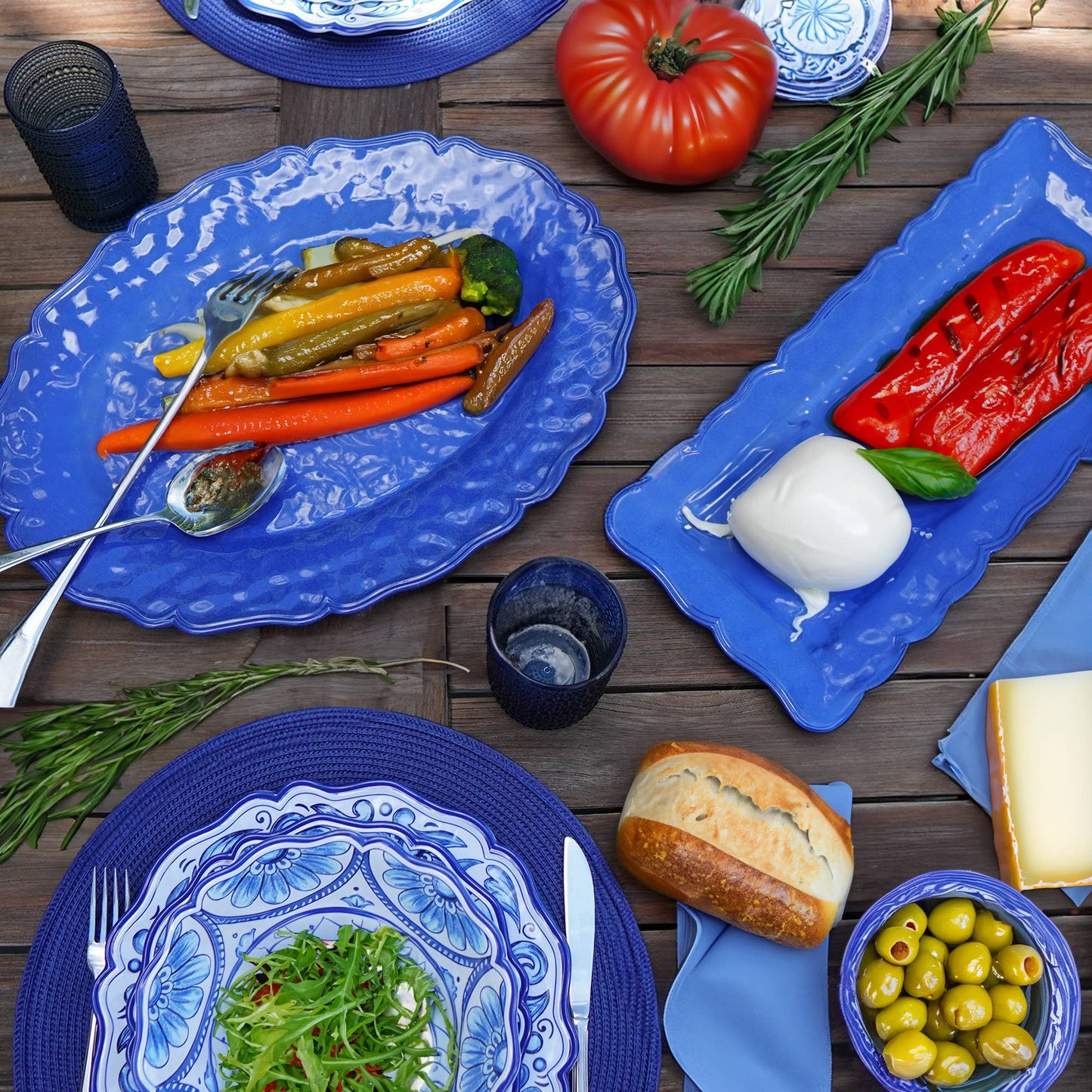 Isabella Blue 100% Melamine Rectangular Platter 19in x 8
