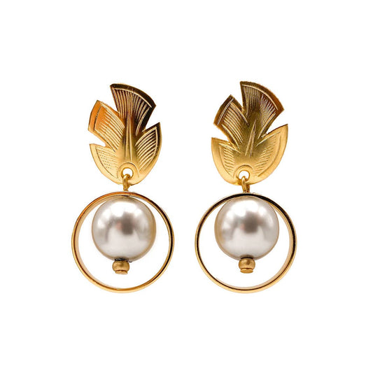 Leafy Drops: Pearl / Matte Gold / Post