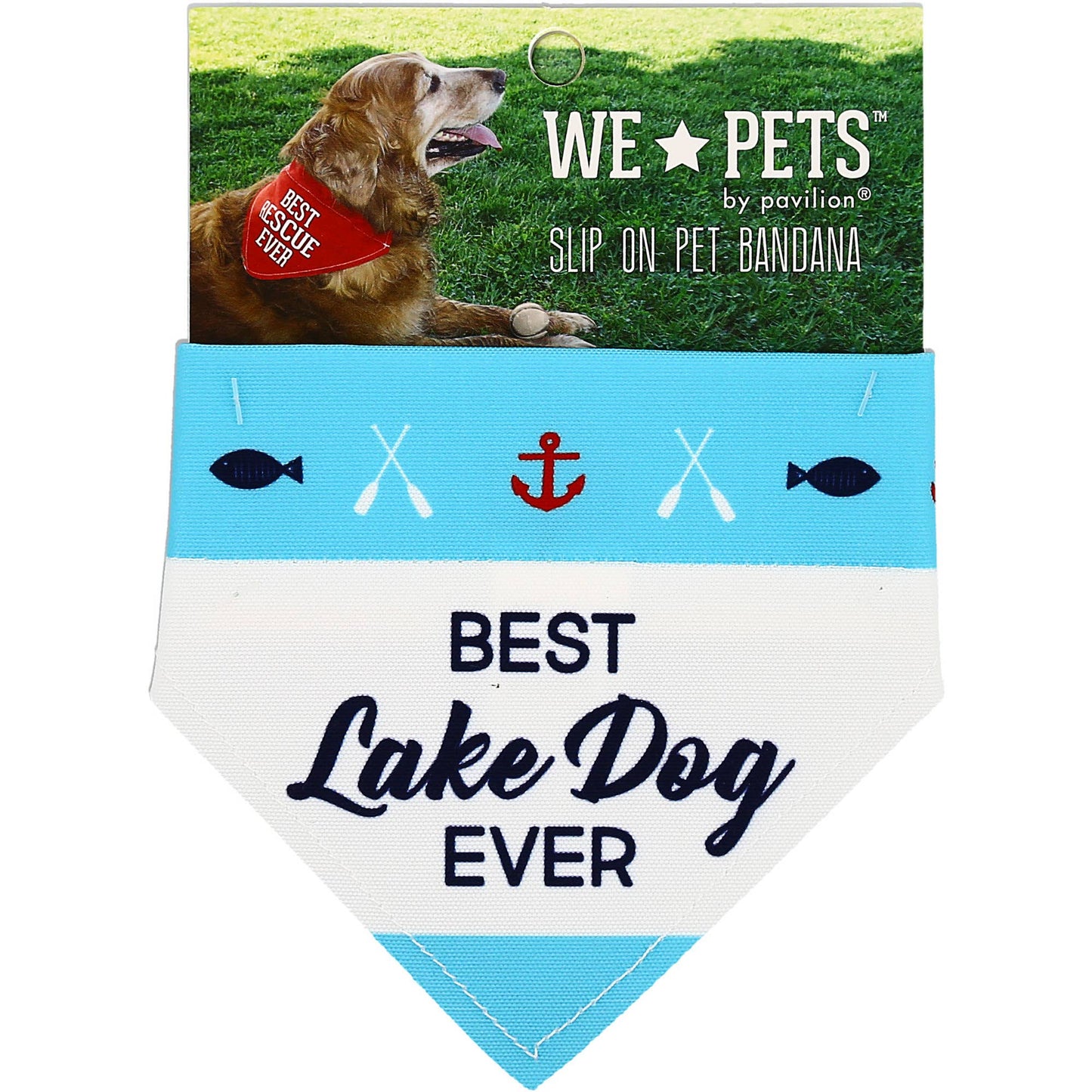 Lake Dog - 12" x 8" Canvas Slip on Pet Bandana: 12" x 8" Medium-Large
