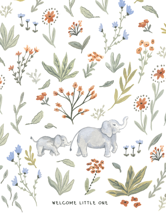 Welcome Little One Elephant Baby Greeting Card