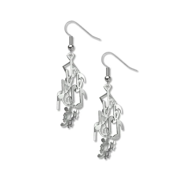 Musical Silver Tone Notes Earrings