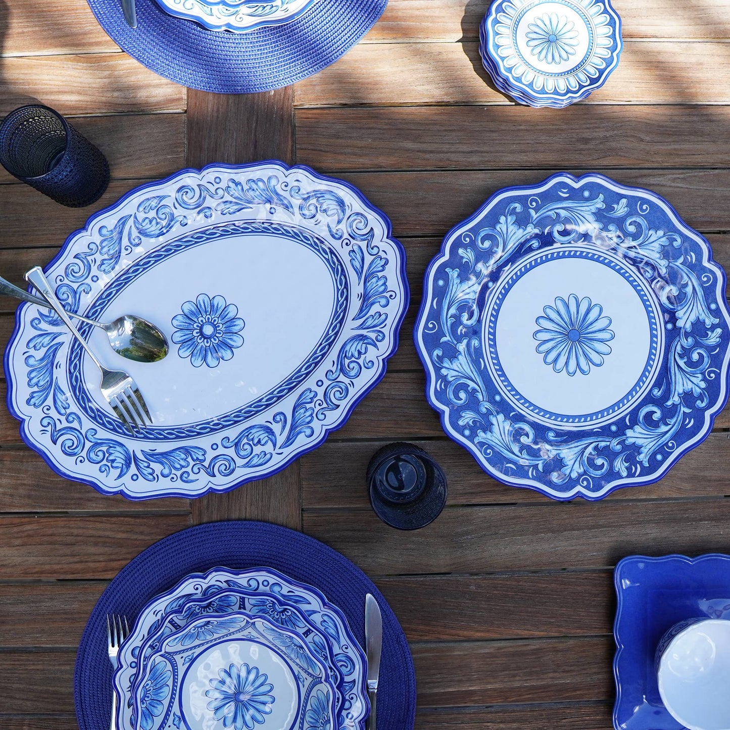 Veranda 100% Melamine Round Platter 14in