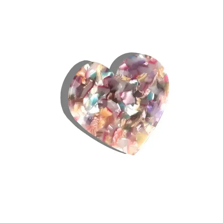 Heart Acetate Claw Hair Clip: Black